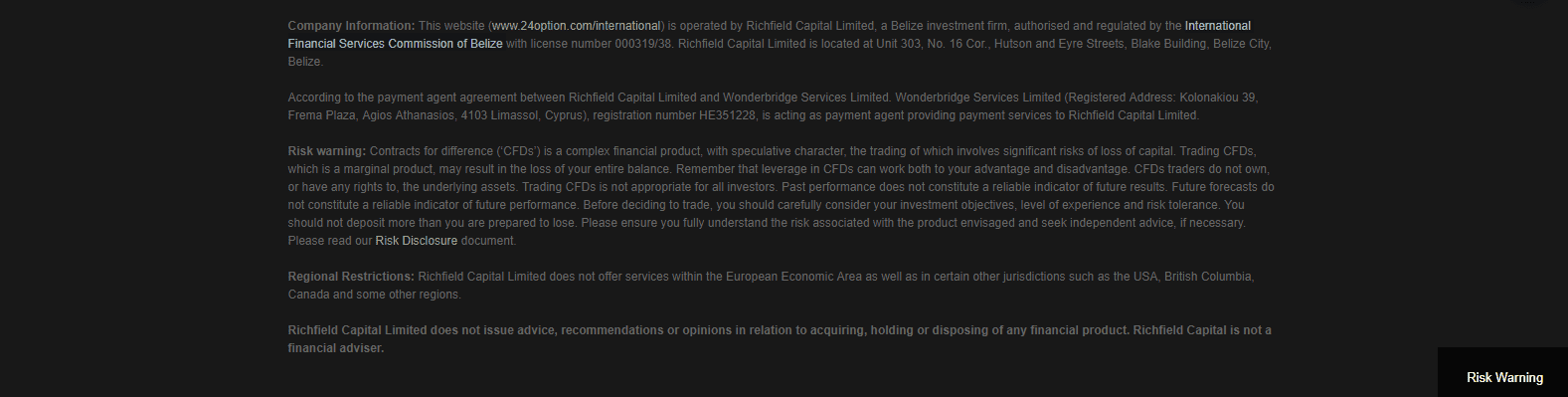 24Option Review Richfield as sole operator 24Option Review Richfield as sole operator